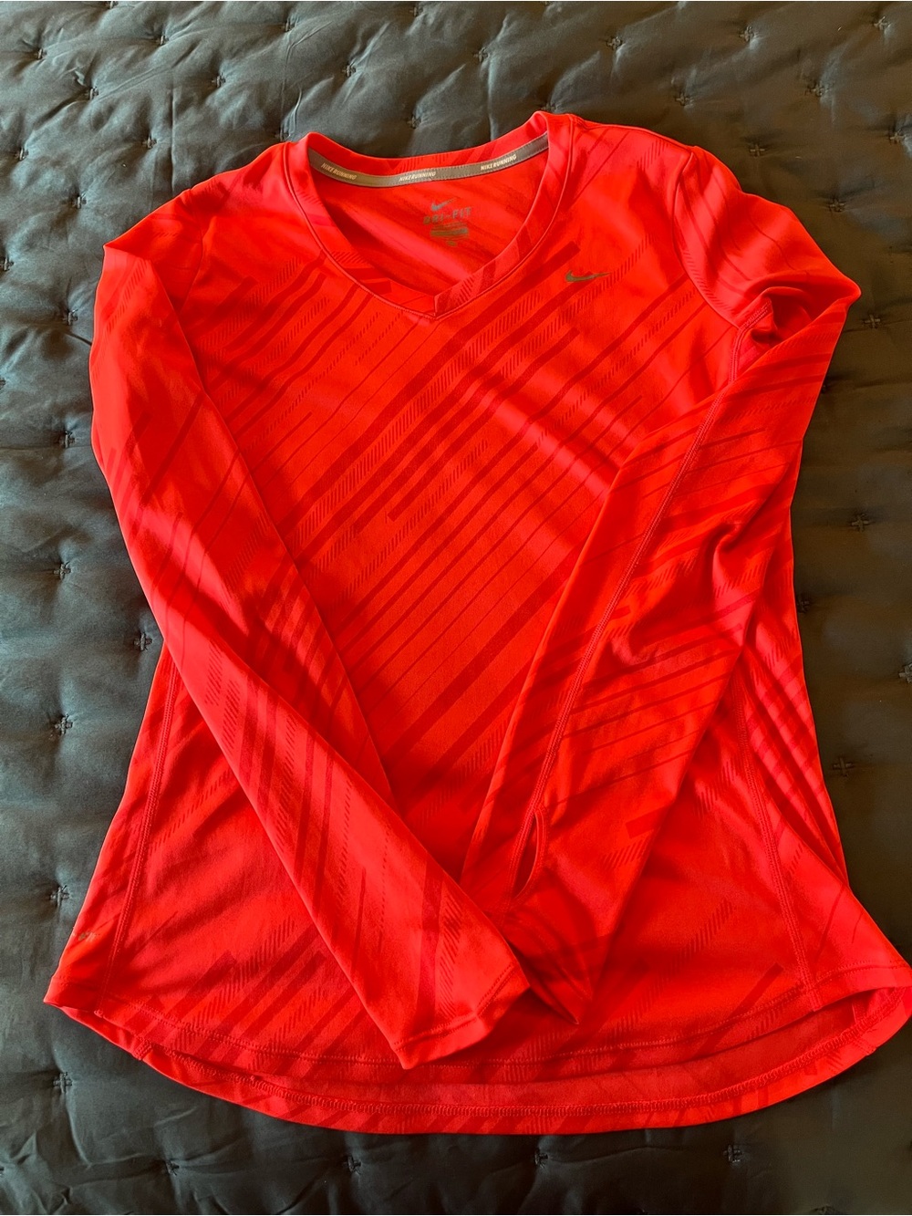 Nike Women’s Orange Long-Sleeve V‑Neck Performance Top